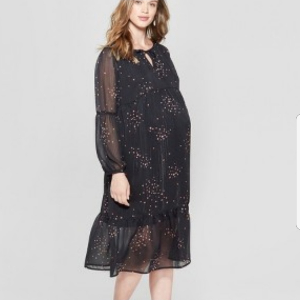 Maternity Star Print Flounce Dress